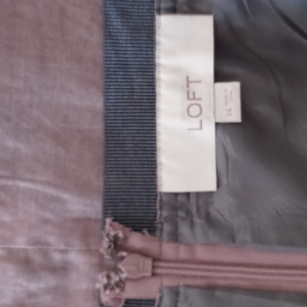 πLOFTπ - Brown/Gray Ramie Blend Lightweight Skirt - Picture 3 of 11